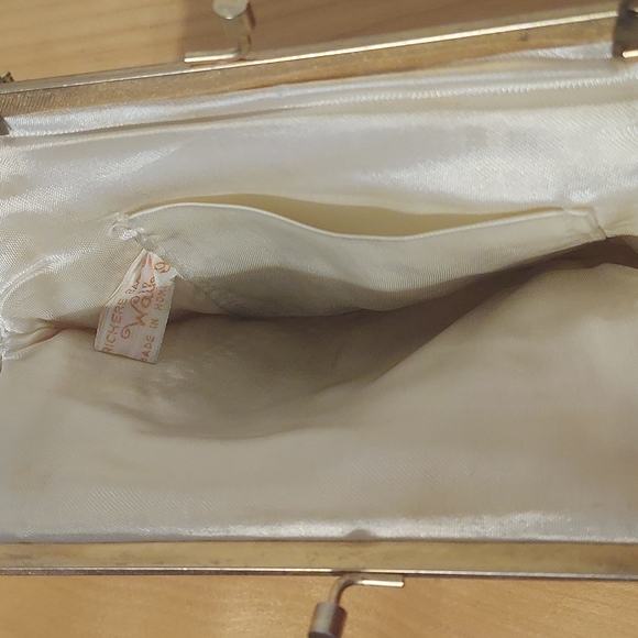 Richere by Walborg Off White Mid Century Modern Beaded Wristlet Clutch Handbag - Picture 12 of 16